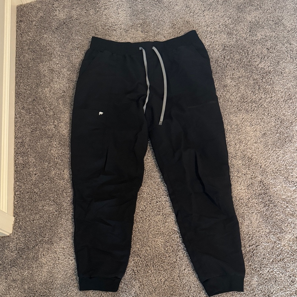 Fabletics Black Joggers with Gray Accents